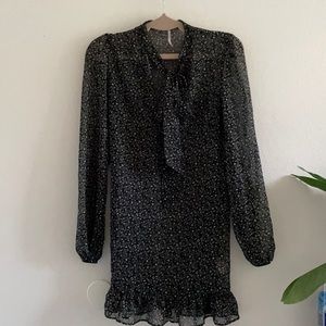 Free People Black floral Sheer Dress